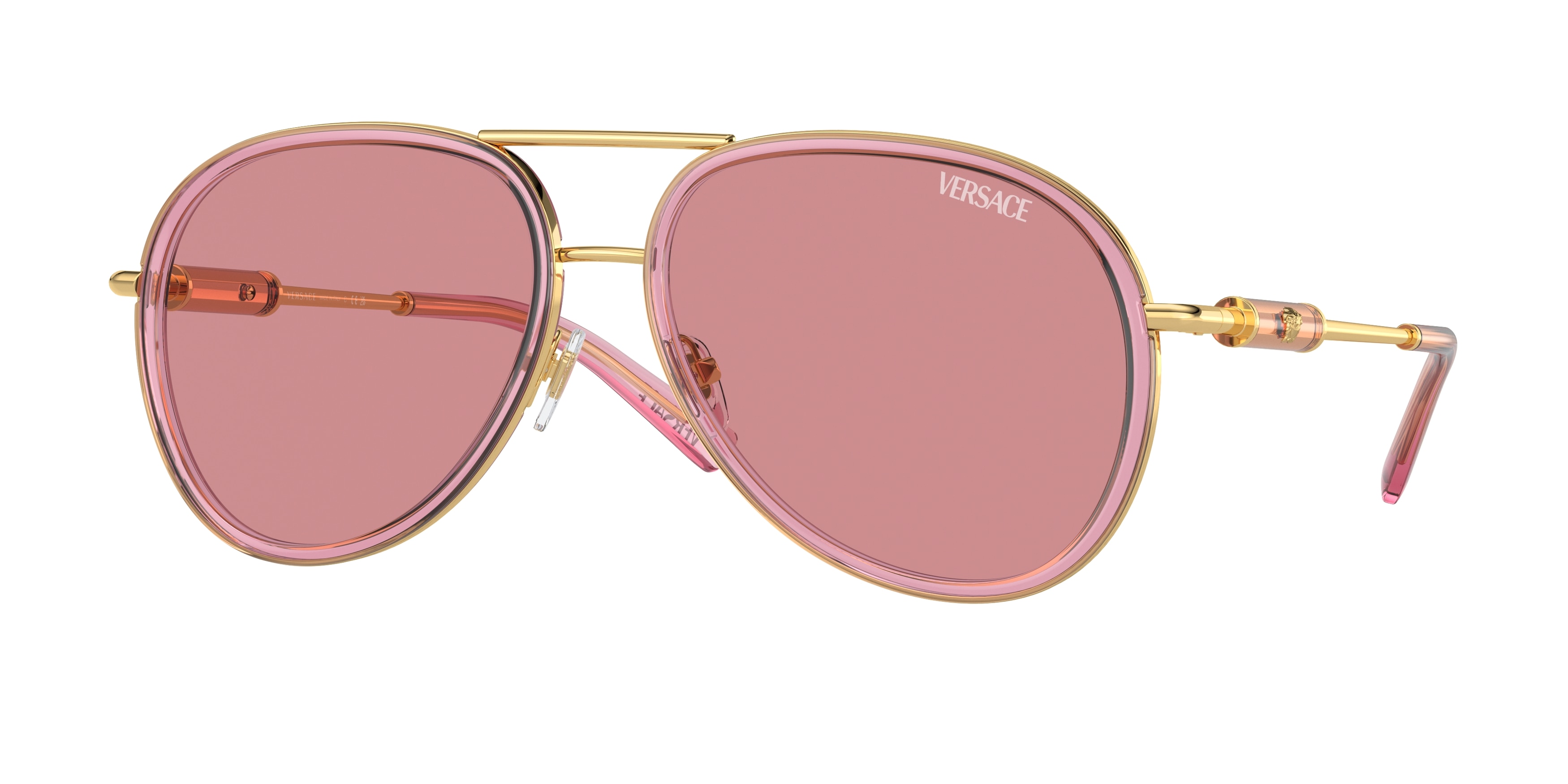 Versace Unisex VE2260  100284 Sunglasses Steel Pink Pink Pilot Normal-image
